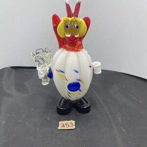 murano‎ clown art glass 9" Tall White Body